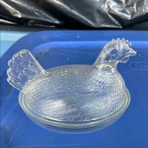 Clear Glass Hen Dish